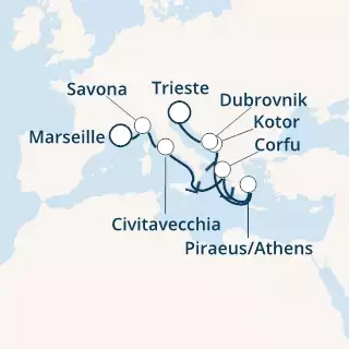 France, Italy, Greece, Montenegro, Croatia
