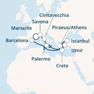 France, Italy, Greece, Turkey, Spain