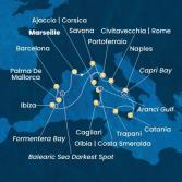 France, Italy, Corsica (France), Balearic Islands, Spain