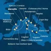 France, Italy, Corsica (France), Balearic Islands, Spain