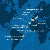 France, Italy, Spain, Portugal, Canary Islands, Cape Verde, Brazil