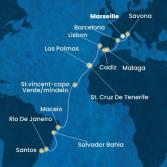 France, Italy, Spain, Portugal, Canary Islands, Cape Verde, Brazil