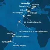 France, Italy, Spain, Portugal, Canary Islands, Cape Verde, Brazil