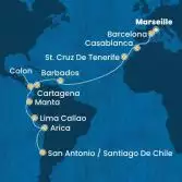 France, Spain, Morocco, Canary Islands, Antilles, Colombia, Costa Rica, Panama