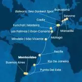 Uruguay, Argentina, Brazil, Cape Verde, Canary Islands, Madeira , Spain, France, Italy