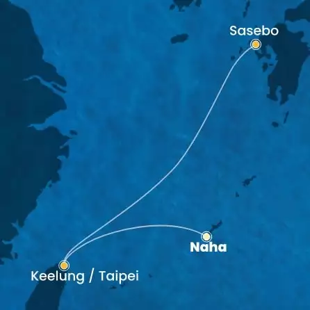 COSTA SERENA - itinerár  2 nocí odchod z NAHA dňa 12/04/2026 - Japan, Taiwan