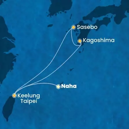 COSTA SERENA - itinerár  6 nocí odchod z NAHA dňa 12/04/2026 - Japan, Taiwan