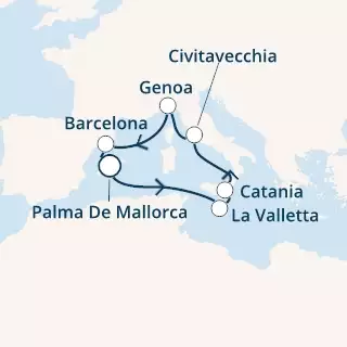 COSTA PACIFICA - itinerár  6 nocí odchod z PALMA DE MALLORCA dňa 02/08/2020 - Balearic Islands, Malta, Italy, Spain