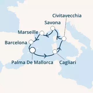 COSTA SMERALDA - itinerár  6 nocí odchod z PALMA DE MALLORCA dňa 18/08/2020 - Balearic Islands, Italy, France, Spain