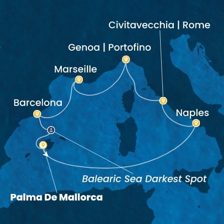 COSTA TOSCANA - itinerár  7 nocí odchod z PALMA DE MALLORCA dňa 09/11/2026 - Balearic Islands, Italy, France, Spain