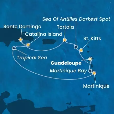 COSTA FASCINOSA - itinerár  6 nocí odchod z GUADELOUPE dňa 06/03/2026 - Antilles, Virgin Islands, Dominican Republic