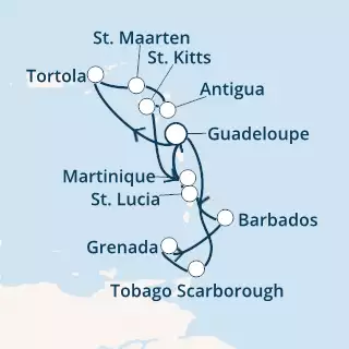 COSTA MAGICA - itinerár  13 nocí odchod z GUADELOUPE dňa 21/02/2020 - Antilles, Trinidad and Tobago, Virgin Islands