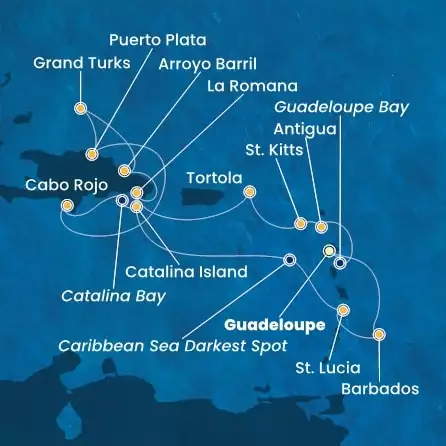 COSTA FASCINOSA - itinerár  14 nocí odchod z GUADELOUPE dňa 23/12/2026 - Antilles, Virgin Islands, Dominican Republic, Turks Islands