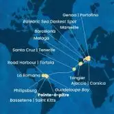 Antilles, Virgin Islands, Dominican Republic, Canary Islands, Morocco, Spain, Corsica (France), Italy, France