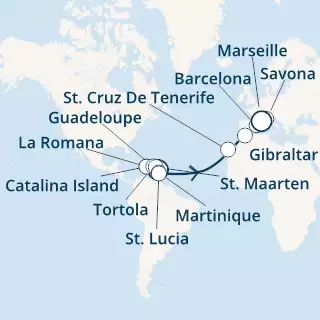 Antilles, Dominican Republic, Virgin Islands, Canary Islands, Gibraltar, Spain, Italy, France