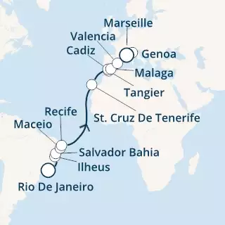 Brazil, Canary Islands, Morocco, Spain, Italy, France
