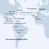 Panama, Honduras, Mexico, Florida (USA), United States, The Azores, Portugal, Morocco, Gibraltar, France