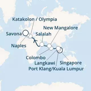 Singapore, Malaysia, Sri Lanka, India, Oman, Greece, Italy