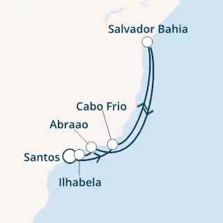 COSTA FASCINOSA - itinerár  6 nocí odchod z SANTOS dňa 22/02/2020 - Brazil