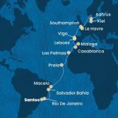 Brazil, Canary Islands, Morocco, Spain, Portugal, France, England, Denmark, Germany