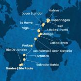 Brazil, Canary Islands, Morocco, Spain, Portugal, France, England, Denmark, Germany