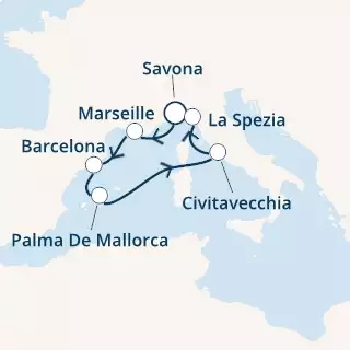 Italy, France, Spain, Balearic Islands