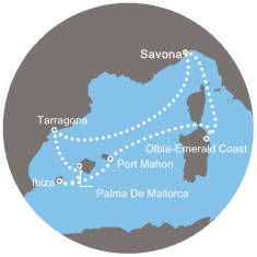 COSTA VICTORIA - itinerár  6 nocí odchod z SAVONA dňa 03/06/2018 - Italy, Balearic Islands, Spain