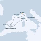 Italy, Corsica (France), Balearic Islands, Spain, France