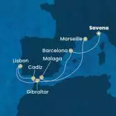 Italy, Spain, Gibraltar, Portugal, France