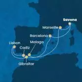Italy, Spain, Gibraltar, Portugal, France