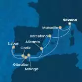 Italy, Spain, Portugal, Gibraltar, France