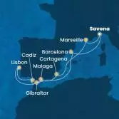 Italy, Spain, Portugal, Gibraltar, France