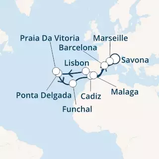 Italy, France, Spain, Portugal, The Azores, Madeira 