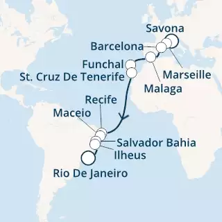 Italy, France, Spain, Madeira , Canary Islands, Brazil