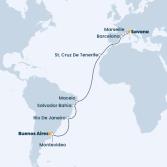 Italy, France, Spain, Canary Islands, Brazil, Uruguay, Argentina