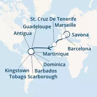 Italy, France, Spain, Canary Islands, Antilles, Trinidad and Tobago, Dominica