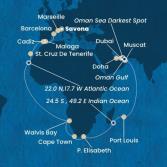 Italy, France, Spain, Canary Islands, Namibia, South Africa, Mauritius, Oman, United Arab Emirates