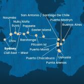 Australia, Hawaii, Fiji, Tonga, Polynesia, Chile, Argentina