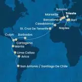 Italy, France, Spain, Morocco, Canary Islands, Antilles, Costa Rica, Colombia, Panama