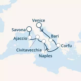 Italy, Greece, Corsica (France)