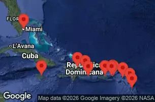 EXPLORA III - itinerár  17 nocí odchod z Miami dňa 20/12/2026 - Stati Uniti, Giamaica, Rep. Dominicana, Isole Vergini britanniche, Sint Maarten, Isole Vergini americane, Porto Rico, Antigua e Barbuda, Guadalupa