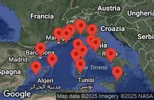 EXPLORA II - itinerár  22 nocí odchod z Barcelona dňa 16/06/2025 - Spagna, Francia, Monaco, Italia