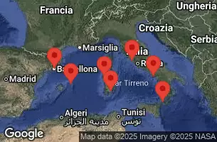 EXPLORA II - itinerár  8 nocí odchod z Rome (Civitavecchia) dňa 21/07/2025 - Italia, Spagna