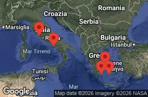 EXPLORA II - itinerár  6 nocí odchod z Civitavecchia (Rome) dňa 29/04/2026 - Italia, Grecia, Spagna