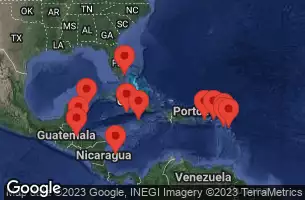 Porto Rico, Saint-Barthélemy, Antigua e Barbuda, Saint Kitts e Nevis, Isole Vergini britanniche, Stati Uniti, Giamaica, Isole Cayman, Colombia, Guatemala, Belize, Messico