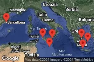 EXPLORA I - itinerár  9 nocí odchod z Barcelona dňa 19/06/2024 - Spagna, Italia, Malta, Grecia