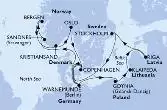 Copenhagen,Warnemunde,Gdynia,Klaipeda,Riga,Stockholm,Copenhagen,Warnemunde,Sandnes,Bergen,Kristiansand,Oslo,Copenhagen