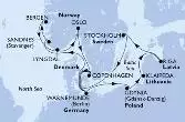 Copenhagen,Warnemunde,Gdynia,Klaipeda,Riga,Stockholm,Copenhagen,Warnemunde,Sandnes,Bergen,Lyngdal,Oslo,Copenhagen