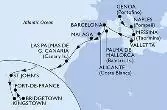Genoa,Naples,Messina,Valletta,Barcelona,Palma de Mallorca,Alicante,Malaga,Las Palmas de G.Canaria,St John s,Kingstown,Bridgetown,Fort de France