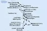 Fort de France,Pointe-a-Pitre,Castries,Bridgetown,Kingstown,Saint George,Fort de France,Pointe-a-Pitre,Philipsburg,St John s,Basseterre,Roseau,Fort de France
